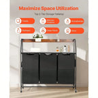 Tall Laundry Hamper With Metal Frame And Wooden Tabletop