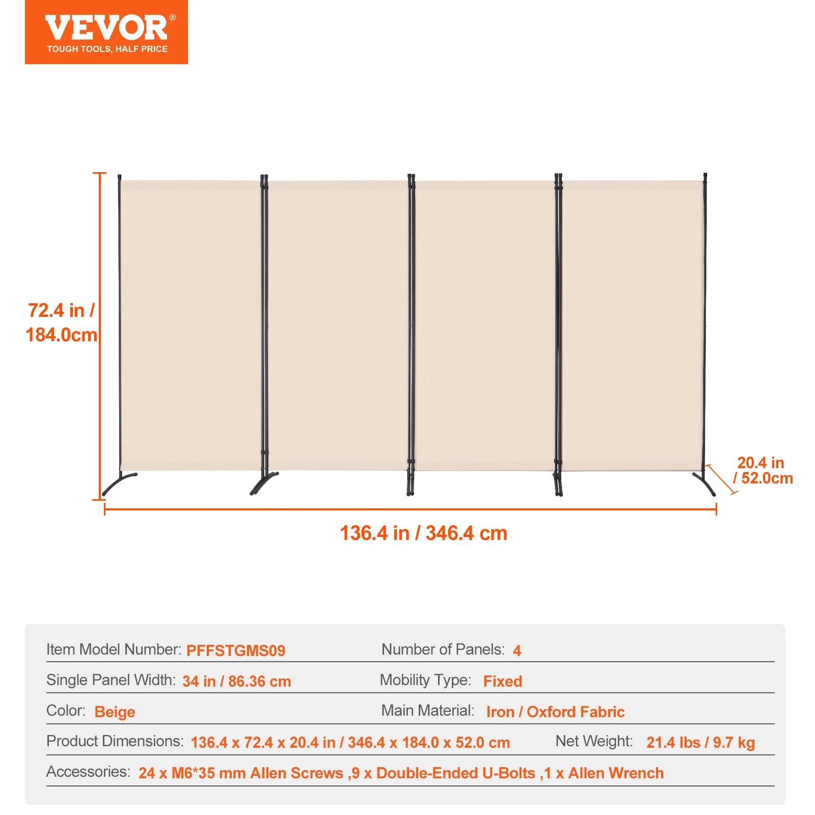 3/4/6 Folding Privacy Screen and Portable Freestanding
