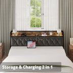 Twin/TwinXL/Full/Queen/King/CaliforniaKing Bed Frames, Storage Headboard with Outlets,