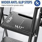 Folding Step Stool with Safe-Lock Design, 500 lbs Sturdy Steel Ladder