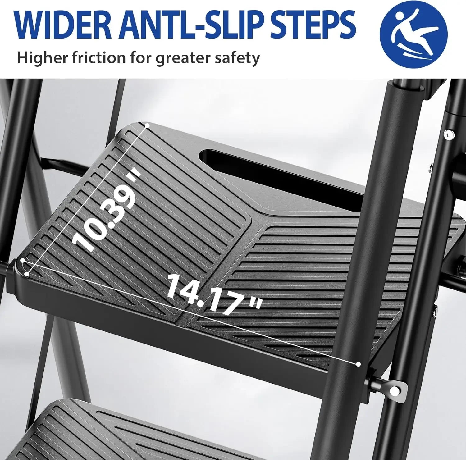 Folding Step Stool with Safe-Lock Design, 500 lbs Sturdy Steel Ladder