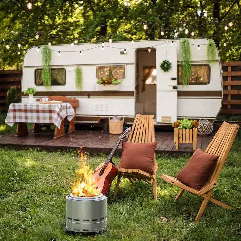 15" Portable Smokeless Fire Pit for Outdoor Camping and Patio, Low Smoke Wood Burning Bonfire Fireplace
