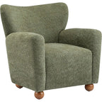 Lindy Wingback Accent Chair, Upholstered Armchair with Rounded Wooden Legs