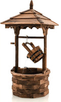 Outdoor Wooden Water Fountain with Electric Pump, 5 Adjustable Water Flow Rates,