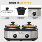 Dual Slow Cooker Buffet Server and Food Warmer