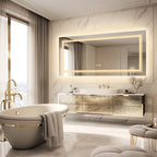 Extra Large Rectangle LED Vanity Dimmable Backlit Anti-Fog Memory with Front and Backlight Shatter-Proof