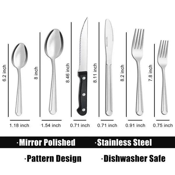72 Pieces Silverware Set with Steak Knives