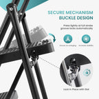 Foldable 2-Step Stool with Anti-Slip Pedal & Handrail, 800lbs Capacity Steel Ladder