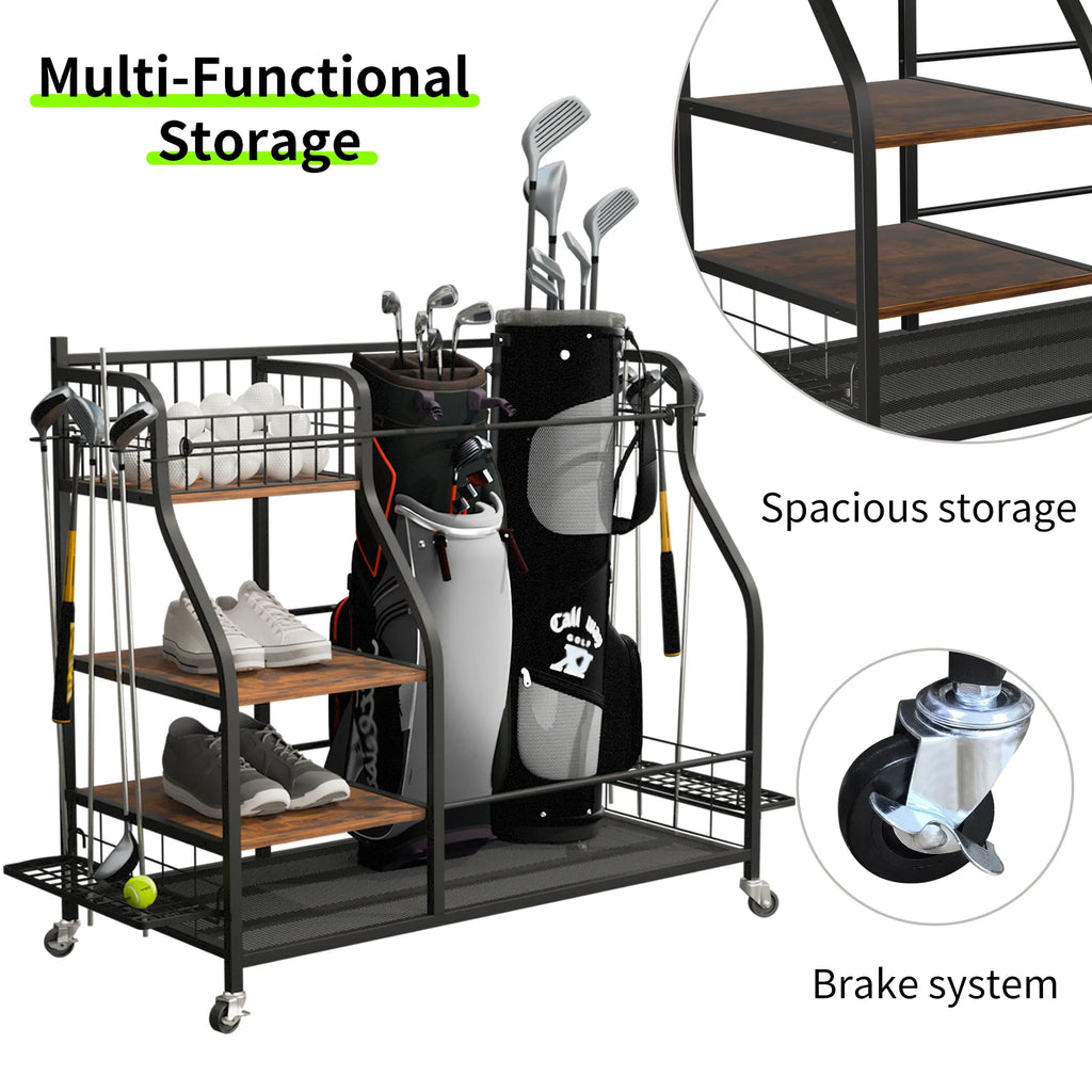 Multifunctional Rolling Shelf Metal Organizer Rack with Wheels