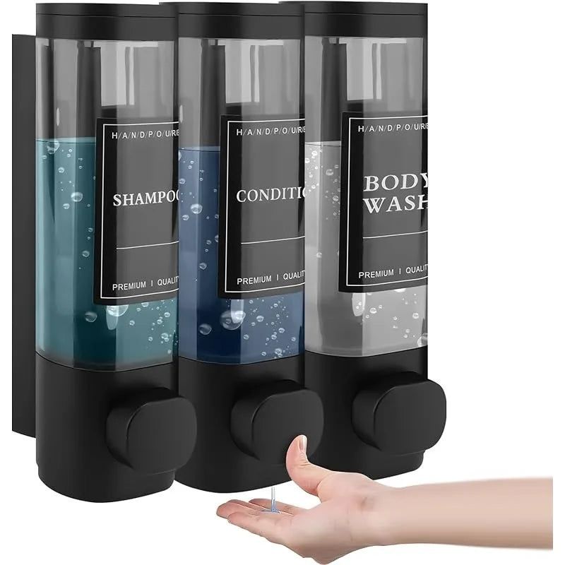 Wall-mounted Soap Dispenser, Shower Gel Dispenser, 3-in-1 Shampoo and Conditioner Dispenser