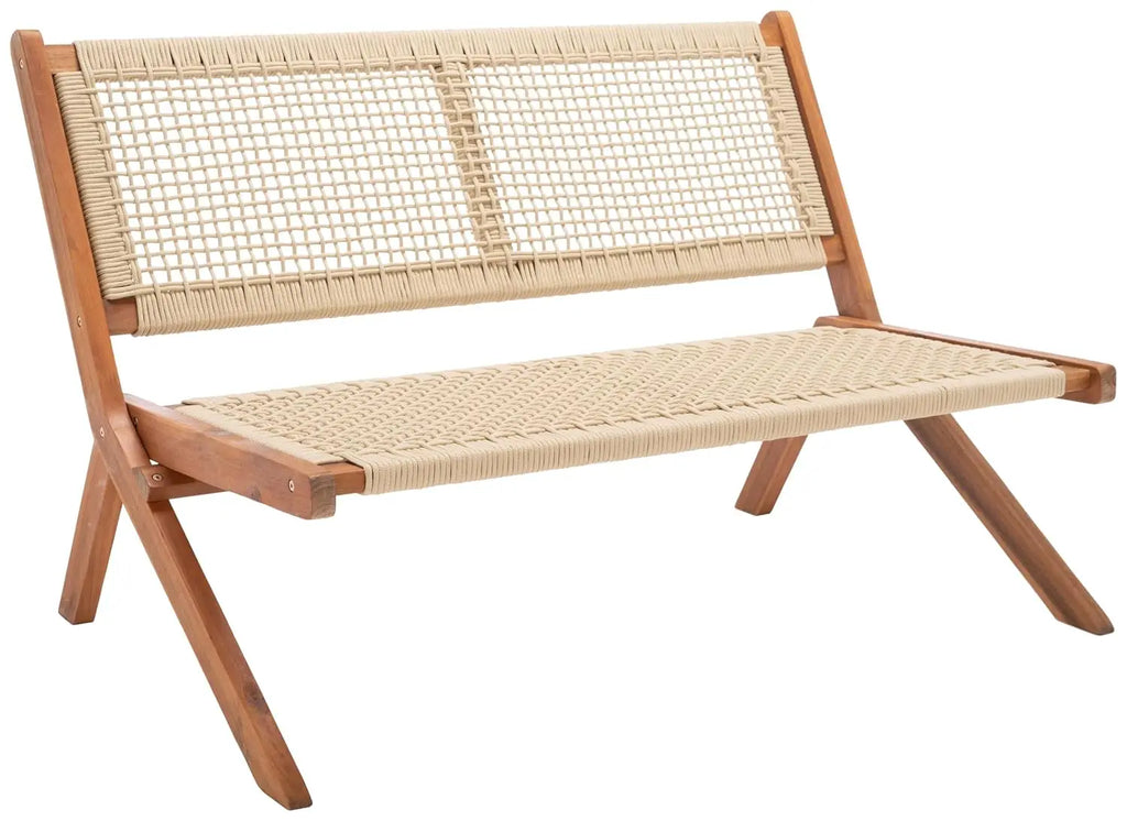 Natural Wood & Rope Foldable Bench Outdoor Patio Garden 48in, Customized