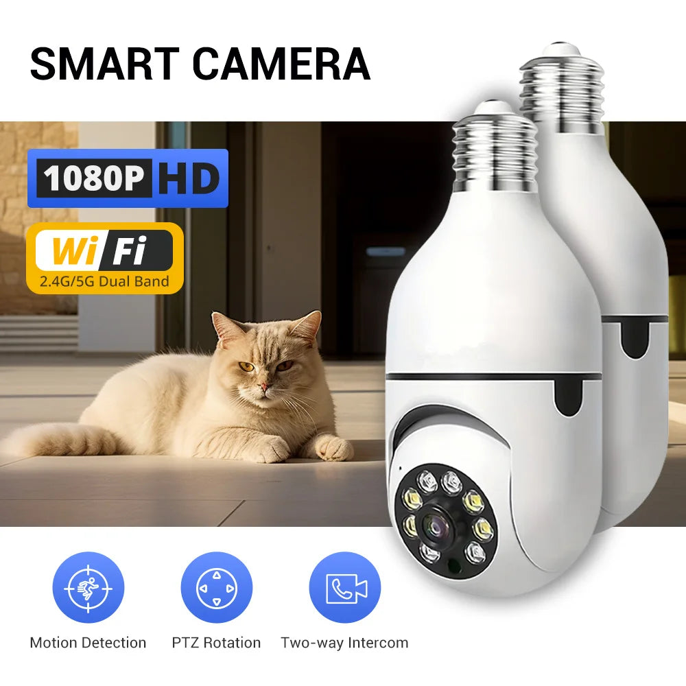 Light Bulb Security Cameras Outdoor Wireless WiFi Camera 5GHz, 360 Degree
