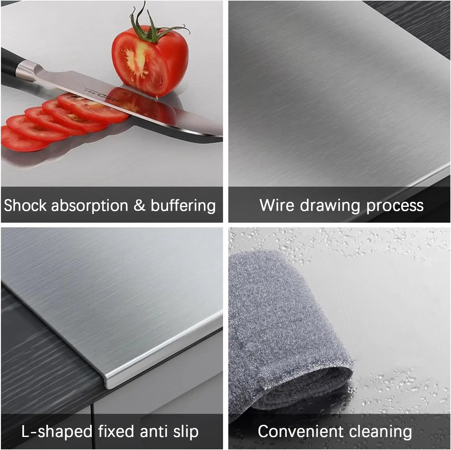 Large Stainless Steel Cutting Board 304 with Lid And Non-Slip Pad