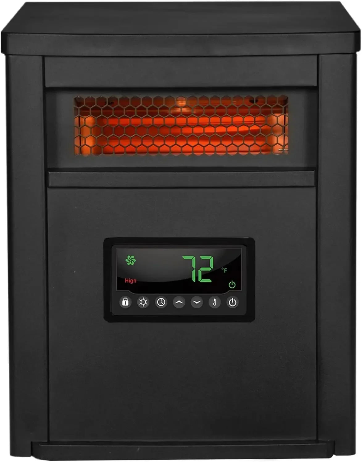 Infrared Quartz Space Heater, 8 Element 1500W Portable Heater with Remote, Black