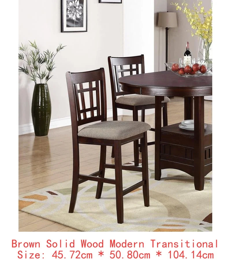 Contemporary 5pc Counter Height Dining Set, Round Table with Leaf & 4 Side Chairs