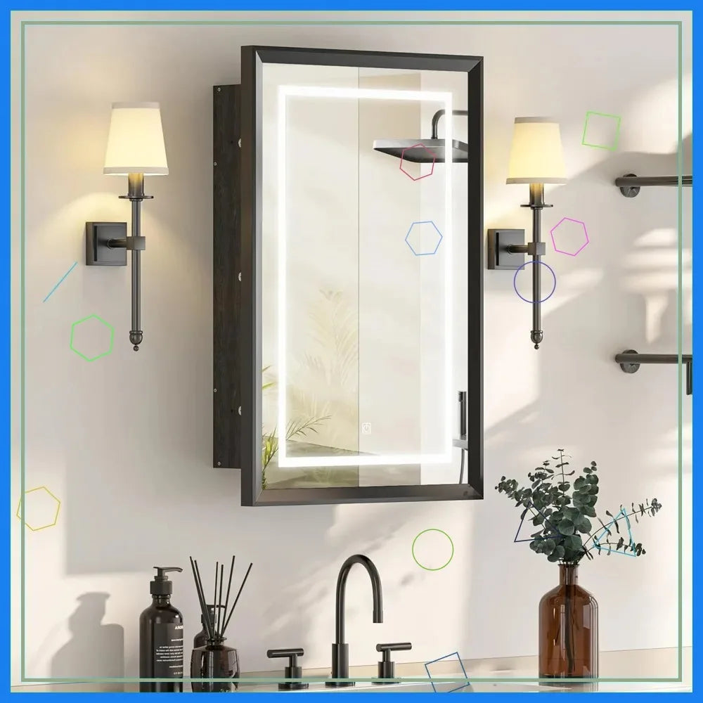 Recessed LED Medicine Cabinet with Dimmable Lights,