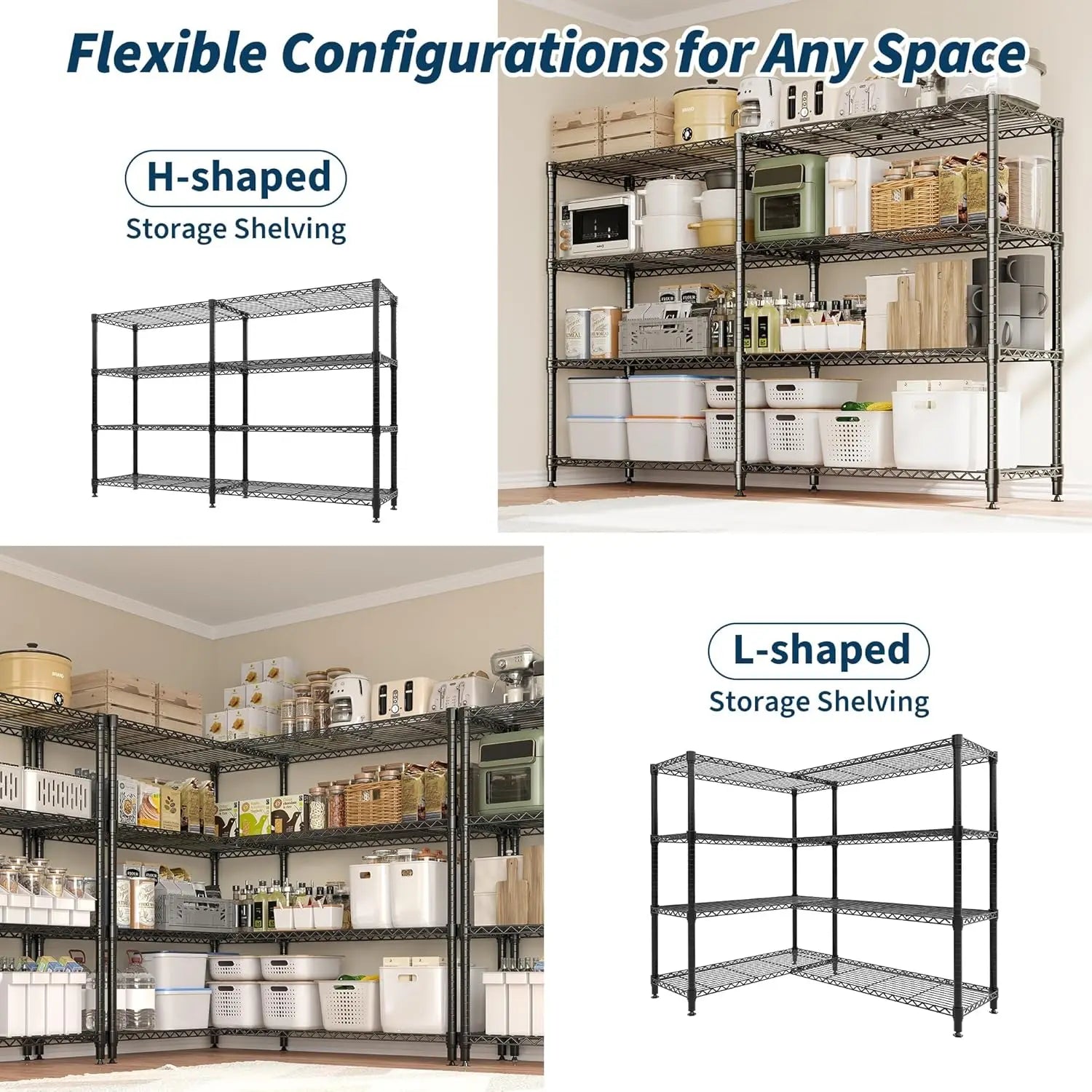 Heavy Duty Metal Shelving Unit 4-Tier Wire Rack