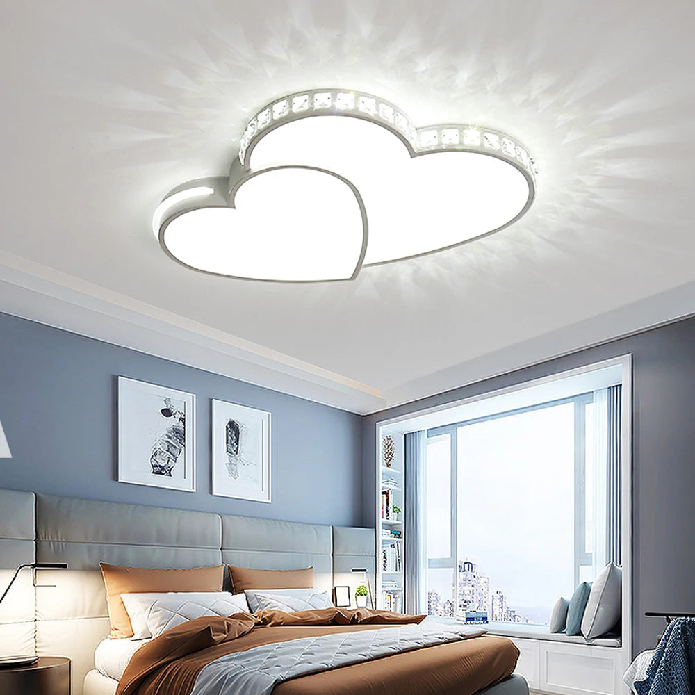 Modern Heart Shaped Ceiling Lights Crystal LED Flush Mount