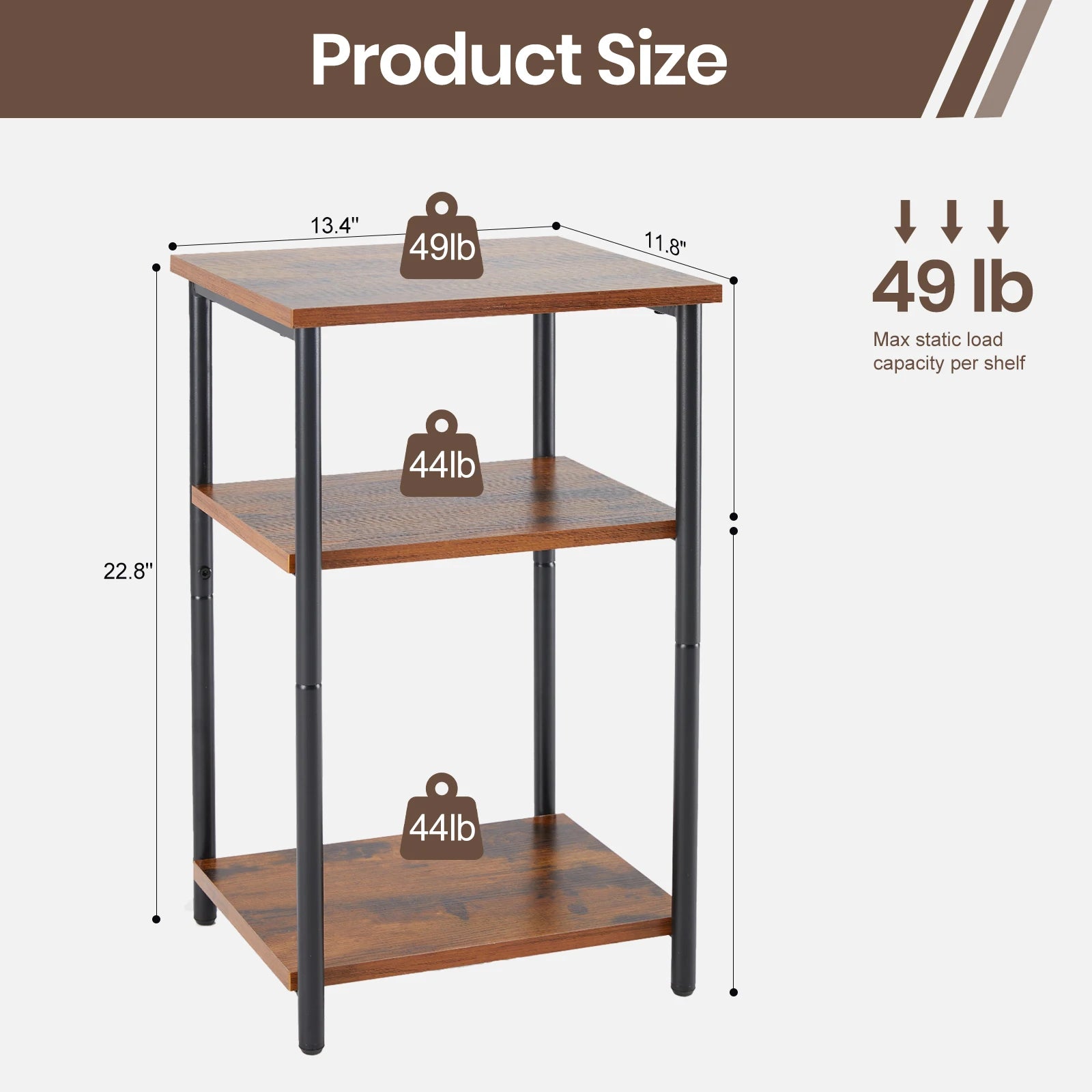 2/3-Tier End Table Side Tables with Adjustable Feet