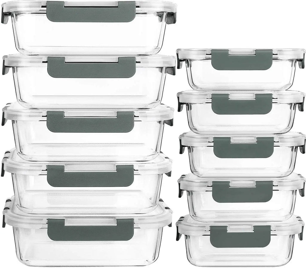 10-Pack Glass Meal Prep Containers with Lids