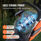 Gas Chainsaw 58CC 20" 3.22HP Handheld