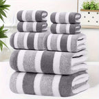 2pcs Luxury Coral Fleece Towel Set - 5-Star Hotel Standard Super Soft Quick Dry Bath & Hand Towels, Non-Shedding, Striped