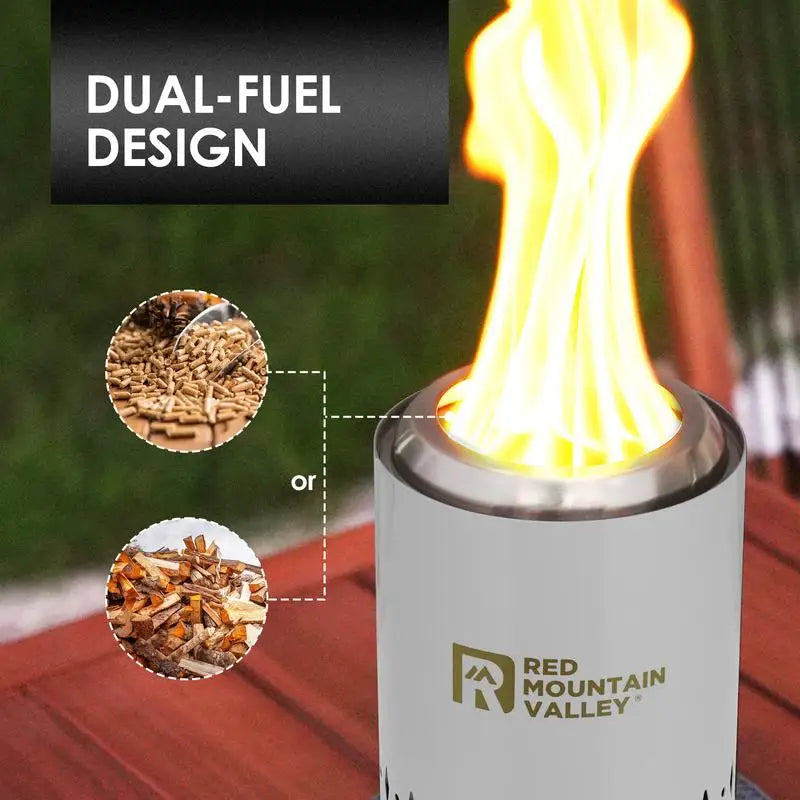 Portable Smokeless Tabletop Fire Pit with Fireproof Mat, Mini Low Smoke Camping Stove, Includes Travel Bag, Stainless Steel