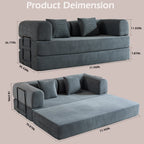 79" Folding Convertible Sofa Bed, Oversized Corduroy Futon Floor Couch, Boneless Loveseat for Small Spaces,