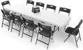 8FT Folding Table Set with 10 Chairs – Heavy-Duty 660 lb Table & 330 lb Chairs, Portable Folding Furniture Bundle for Camping, P