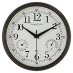 8.75 Inch Antique Bronze Indoor Outdoor Wall Clock with Thermometer Hygrometer