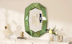 Stylish Irregular Silver Glass Wall Mirror with Beveled Diamond Edge Accents
