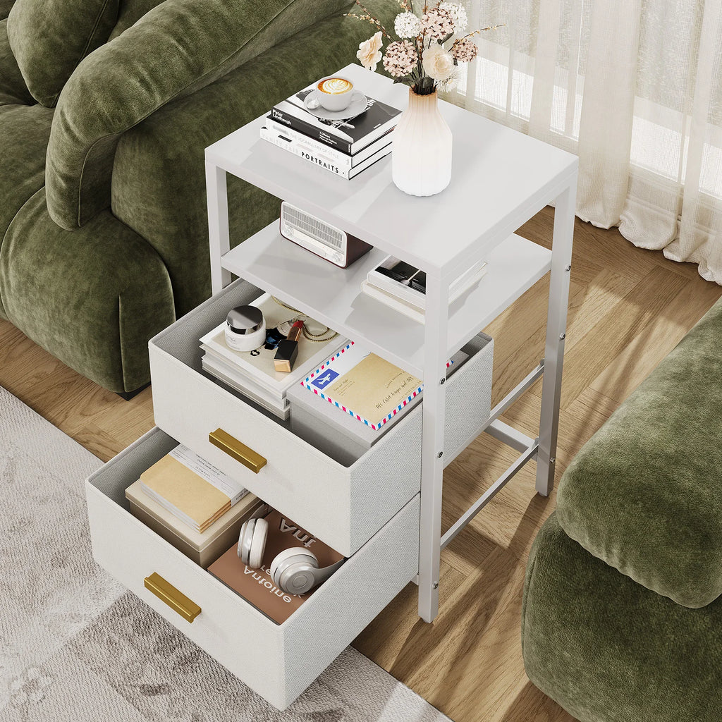 Modern Nightstand with 2 Fabric Drawers