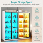 65" LED Display Cabinet with Lights, 5-Tier Adjustable Shelves