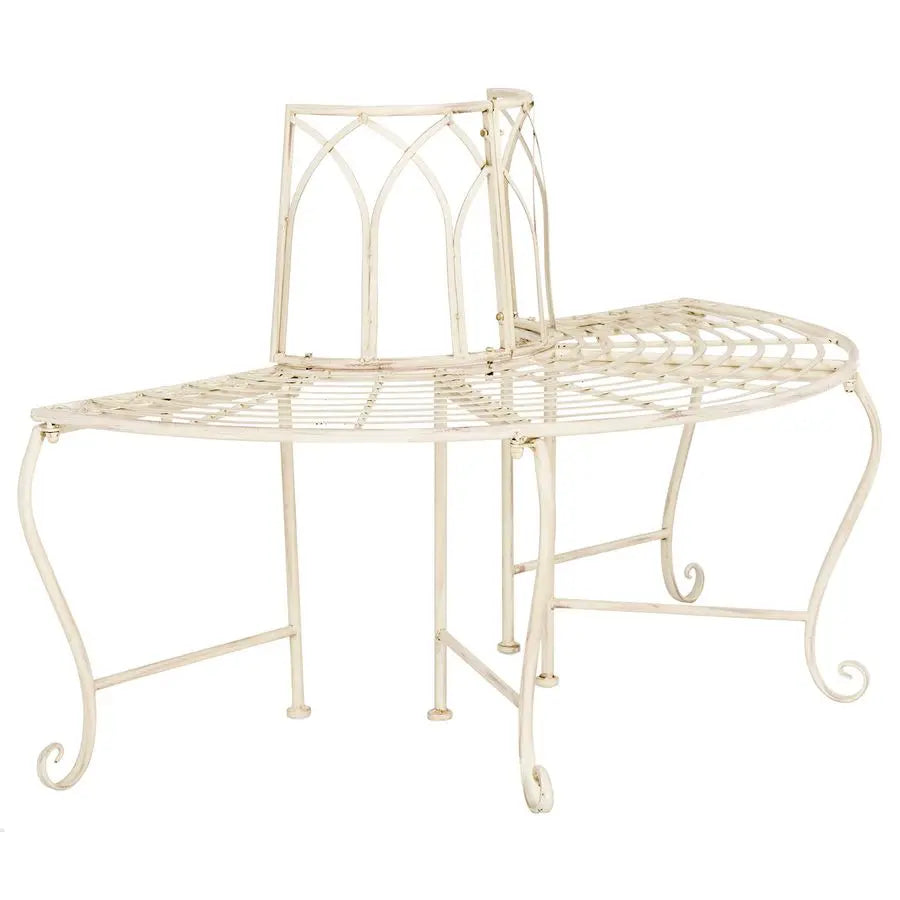Antique White Distressed Wrought Iron 50Inch Curved Tree Bearden