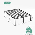 Metal Platform 16IN Tall Basic Bed Frame Sturdy Steel Heavy Duty with Storage Space