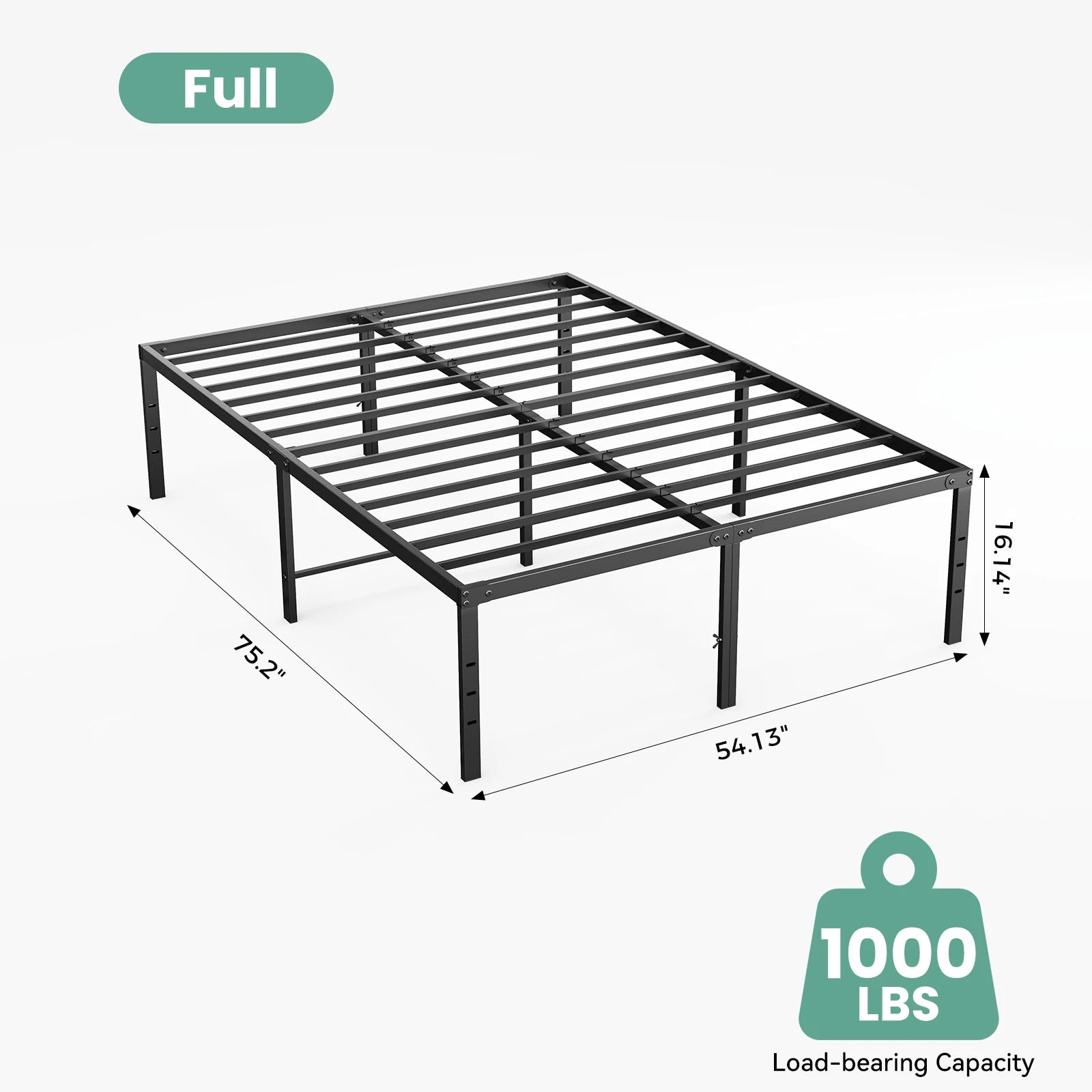 Metal Platform 16IN Tall Basic Bed Frame Sturdy Steel Heavy Duty with Storage Space
