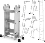 Multi-Purpose Folding Ladder,7 in 1 Aluminium Heavy Duty Collapsible Tall Extension Adjustable
