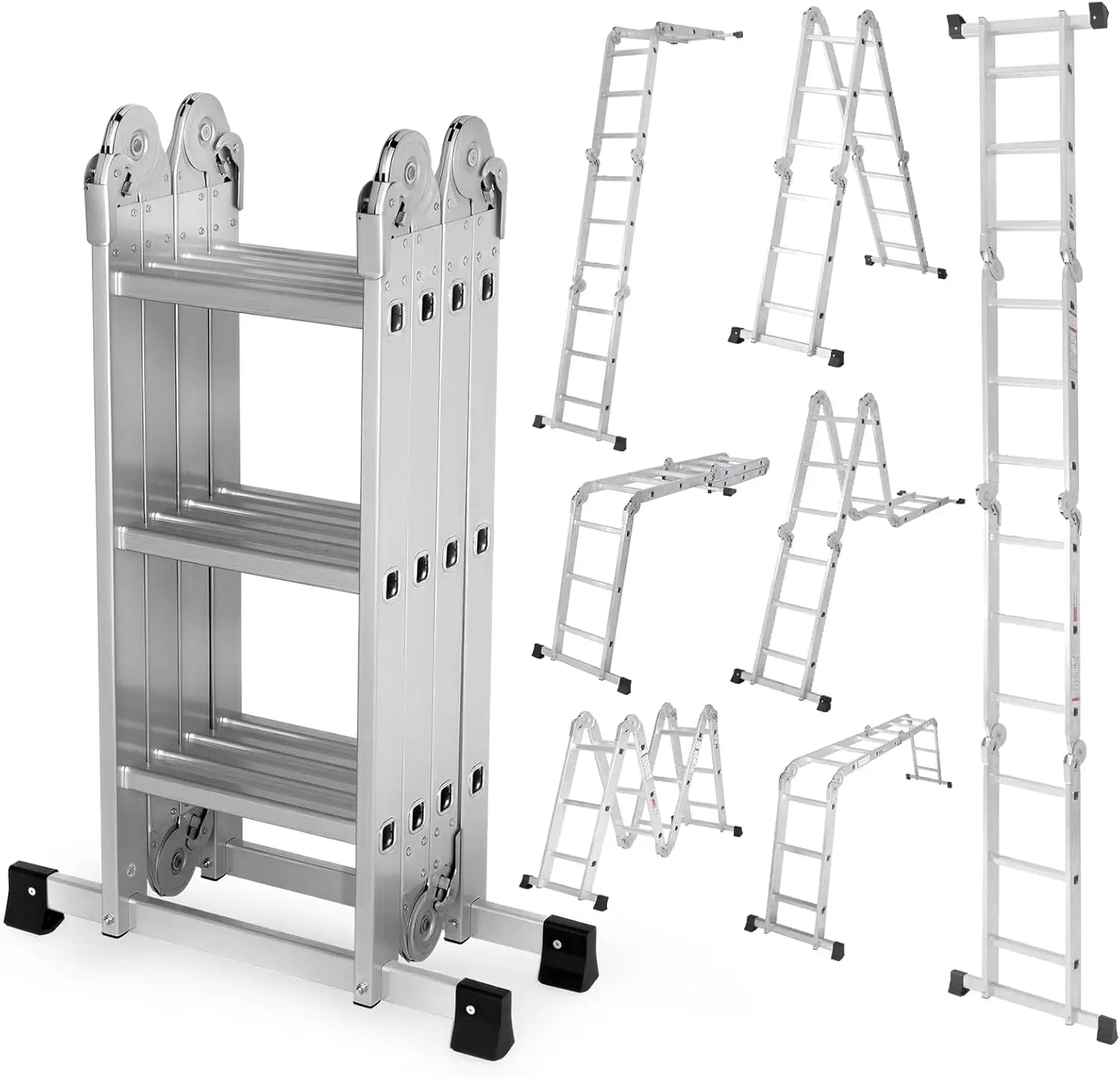 Multi-Purpose Folding Ladder,7 in 1 Aluminium Heavy Duty Collapsible Tall Extension Adjustable