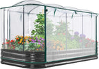 BestsellerRaised Garden Bed with Cover Galvanized Oval Planter Garden Box