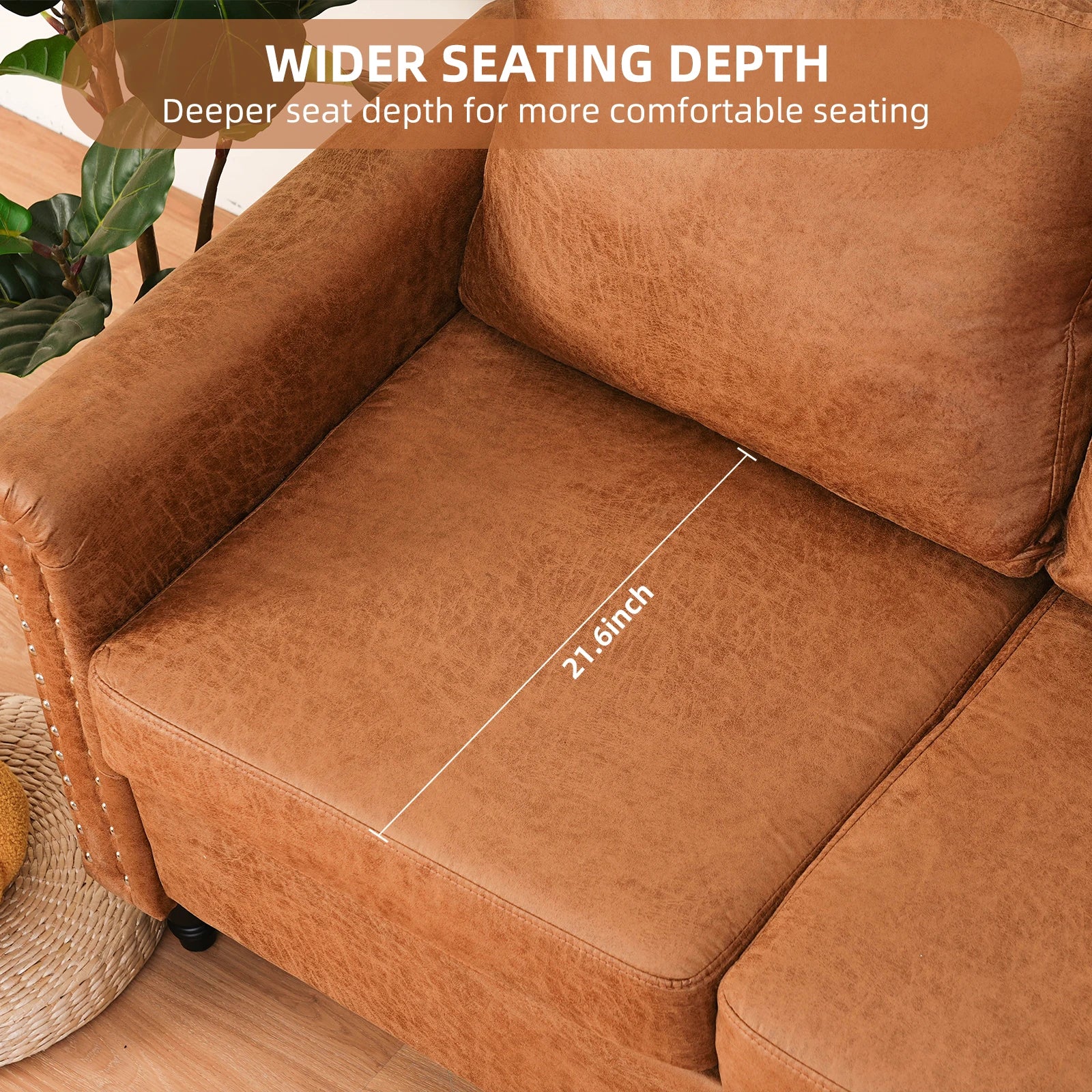 57" Upholstered 2Seat Sofa Couches with Solid Wood Legs Suitable for LivingRoom