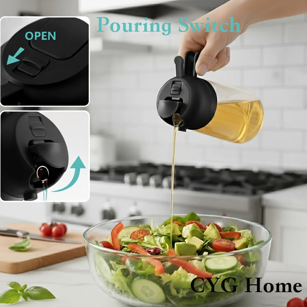 – 15.89oz, Dual-Use Spray & Pour, Drip-Proof, for Air Fryer, Olive Oil, Soy Sauce,