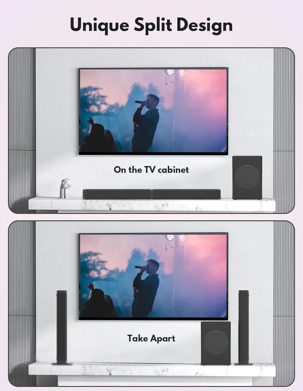 2-in-1 Separable Sound Bar with Subwoofer for Smart TV