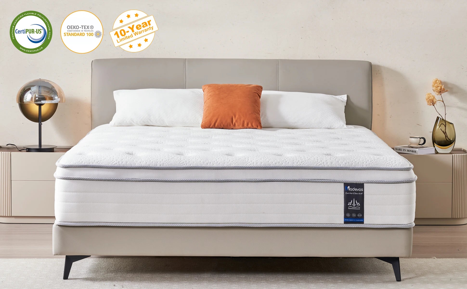 12\10\14 Inch Queen and King Full Size Hybrid Mattresses in a Box | Medium Firm Memory Foam and Individual Pocket Springs