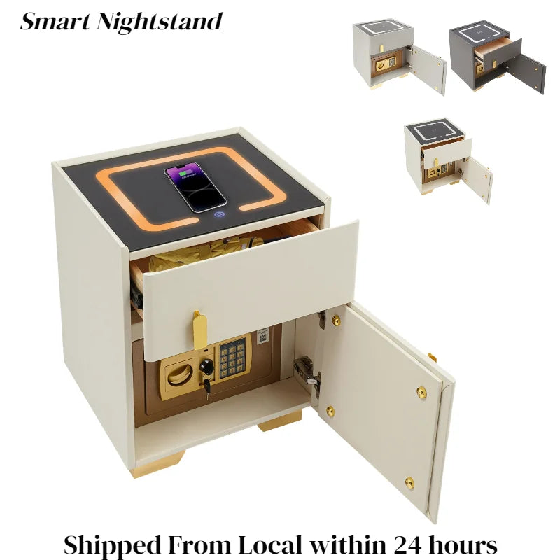 Smart Nightstand w/ Drawer & Safe Wireless Charging