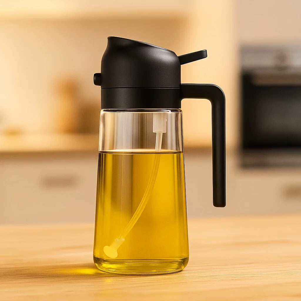 – 15.89oz, Dual-Use Spray & Pour, Drip-Proof, for Air Fryer, Olive Oil, Soy Sauce,
