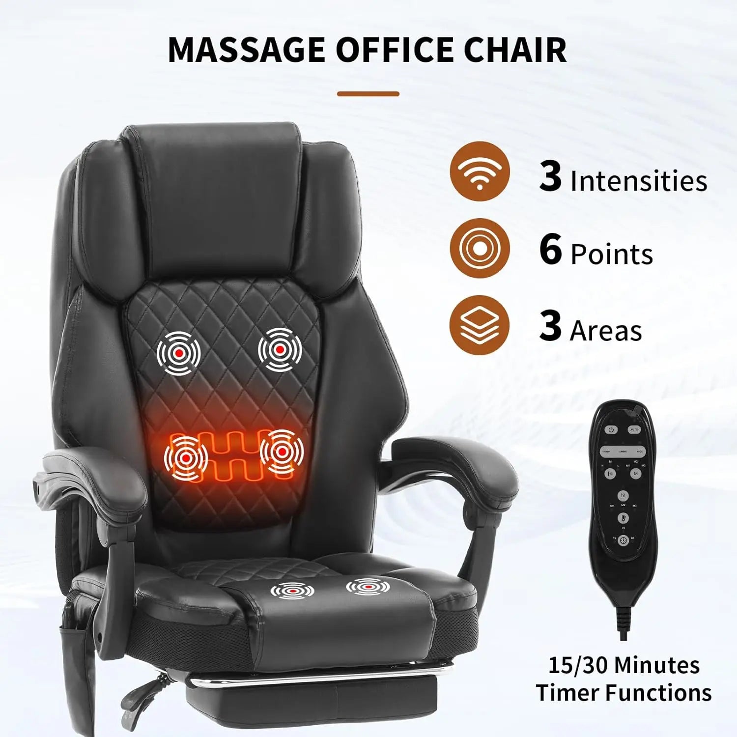 Massage Office Chair with Heat 6 Vibration Points,Big and Tall Office Chair 400 lbs