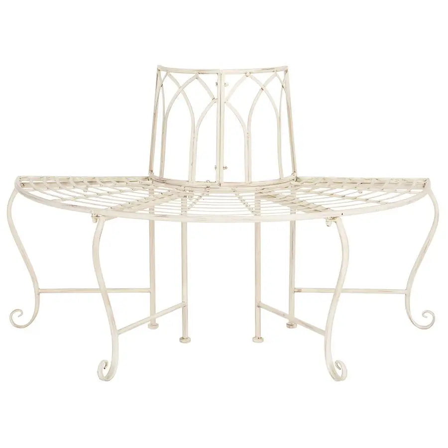 Antique White Distressed Wrought Iron 50Inch Curved Tree Bearden