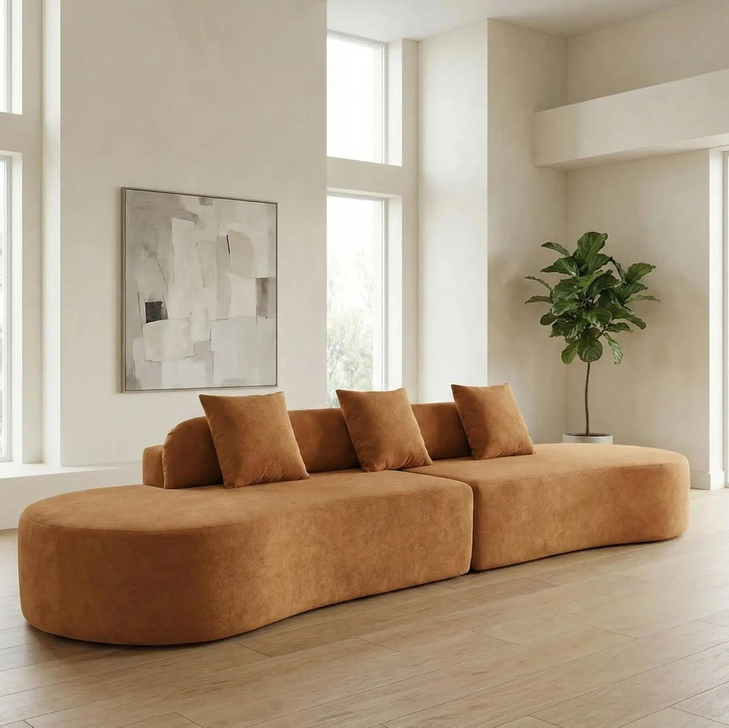 130” Boneless Sectional Modern Curved Sofa Comfy Cloud Couch