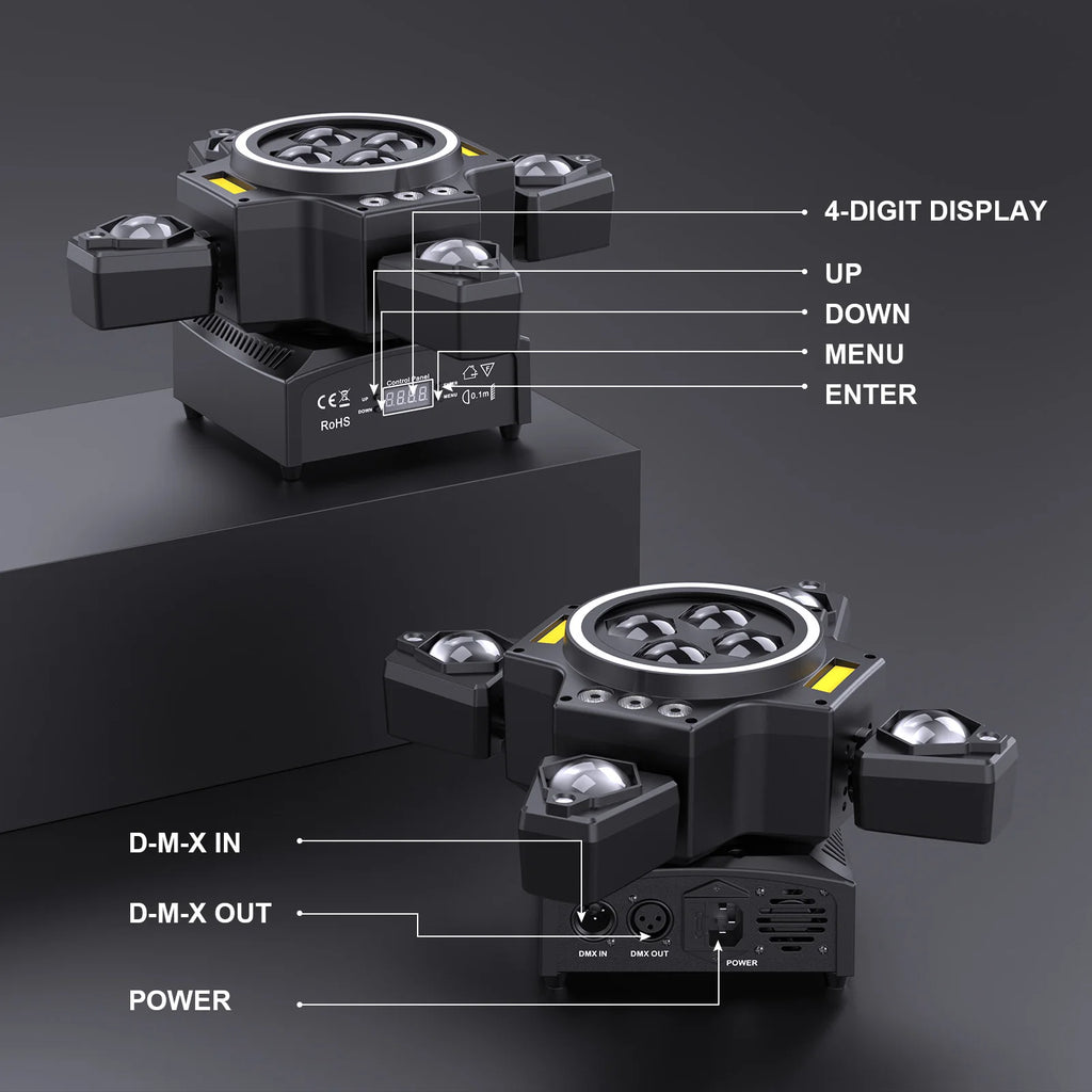 120W 4in1 RGBW Moving Head Light Beam Effect Lights Laser Light Remote Control Stage Lighting for DJ Disco Party Concert Theater