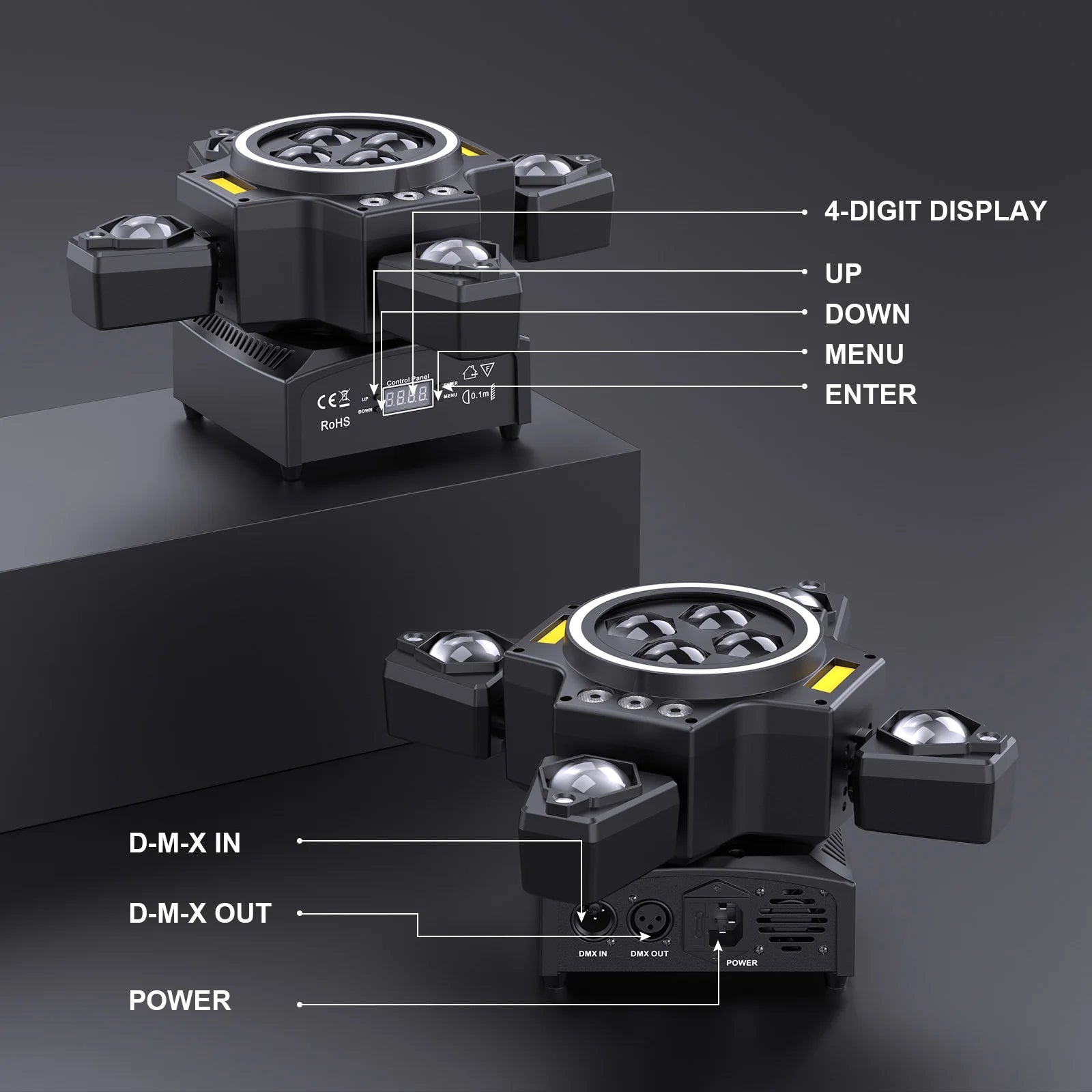 120W 4in1 RGBW Moving Head Light Beam Effect Lights Laser Light Remote Control Stage Lighting for DJ Disco Party Concert Theater